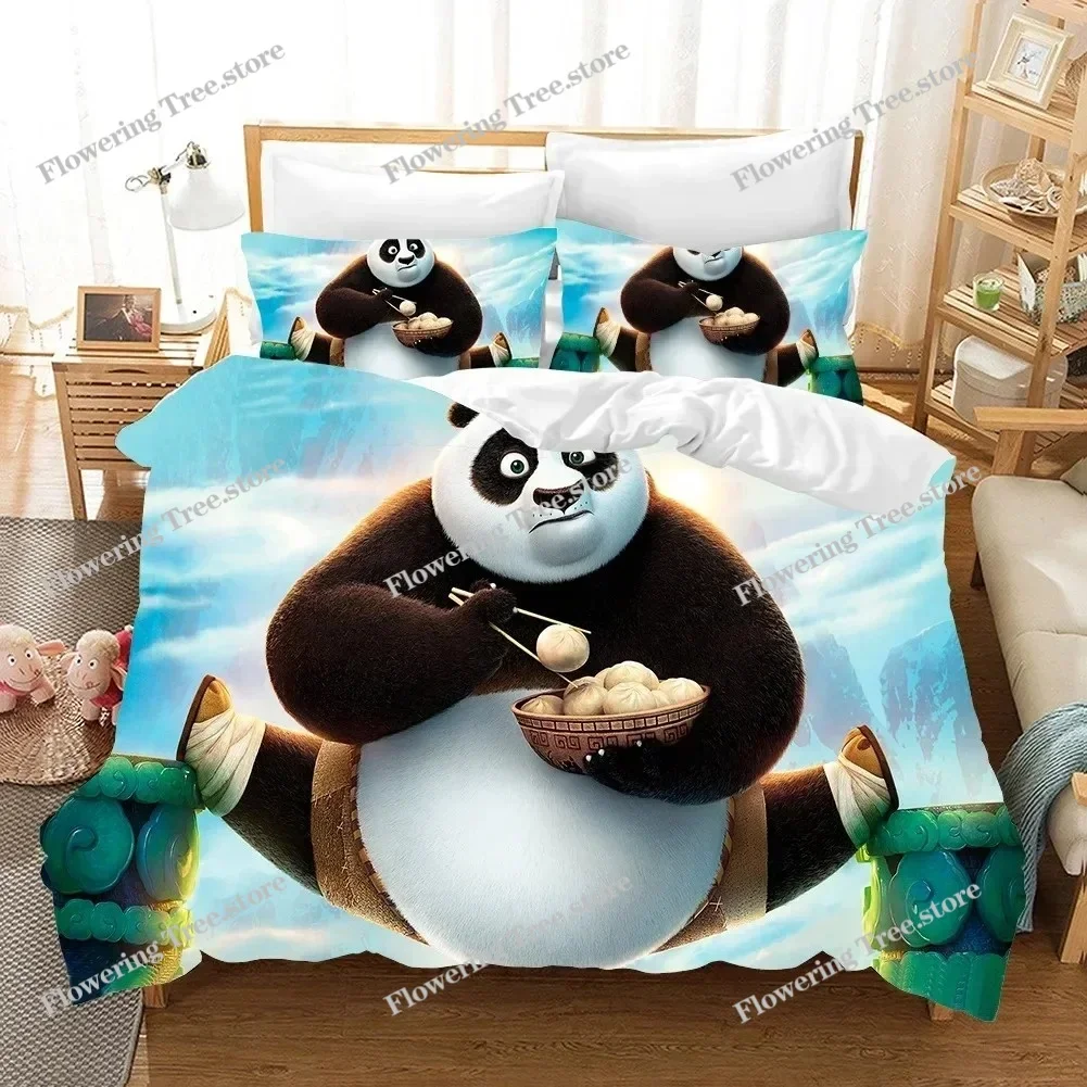 

Kung Fu Panda Bedding Set Duvet Cover Set Pillowcase, Boy and Girl Bedding Set, Cartoon Bedroom Decoration Twin King Size Bed