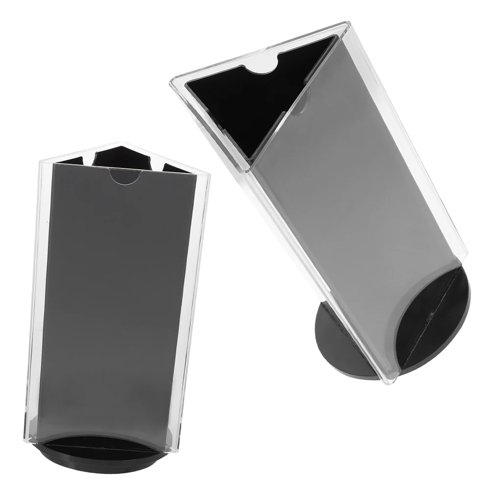 

2pcs Rotating Table Card Menu Holder Acrylic Display Document Clear Sign Black Restaurant Office Use Table Tents Plastic Paper