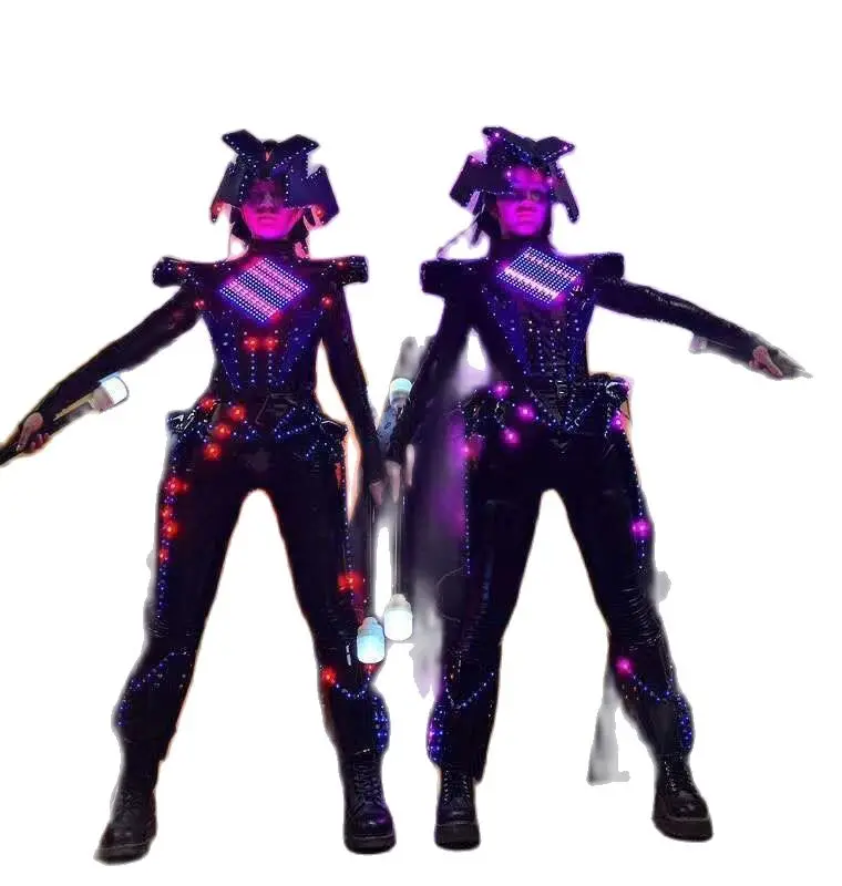 

2023 Halloween Women LED Warrior Costume Lighting Dress Glowing Dresses Luminous Ladies Clothes Dance Show Party Night Clubwear