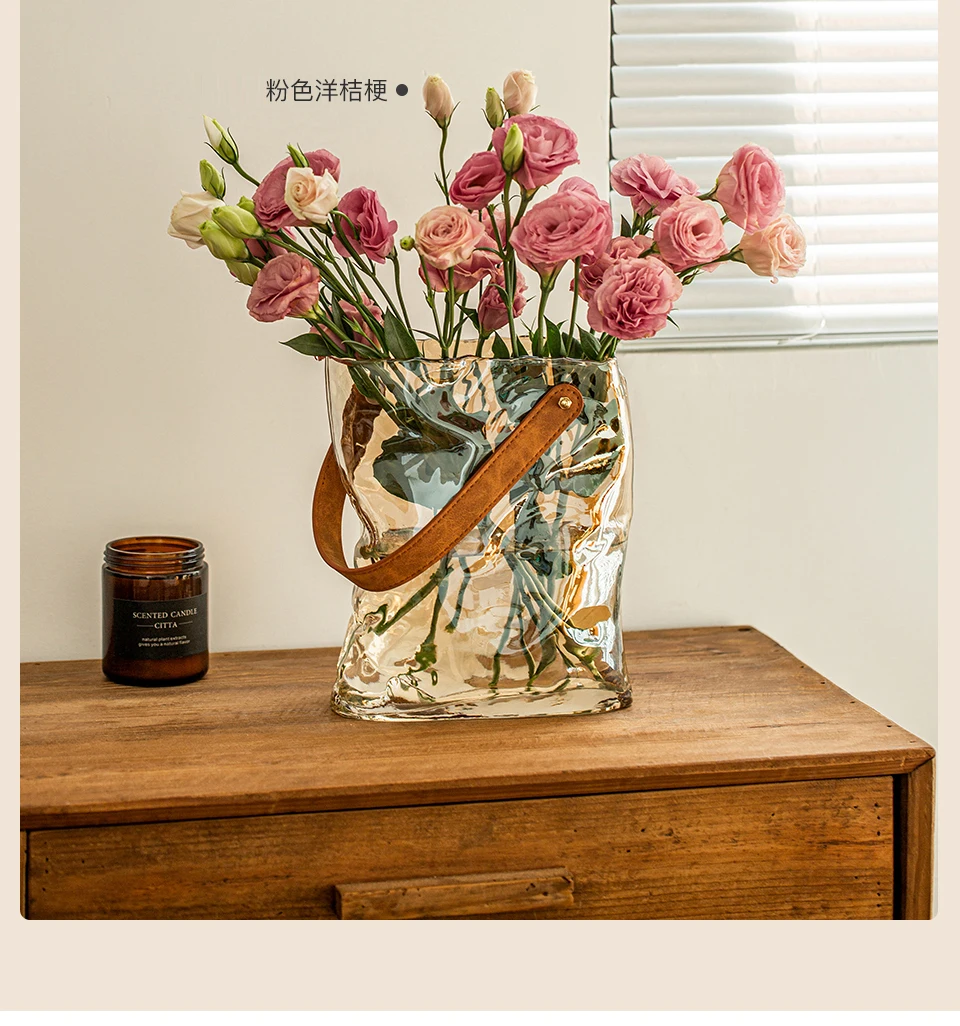 Vase, high-end ornaments, living room flower arrangement glass, hydroponic flowers, niche entrance decoration