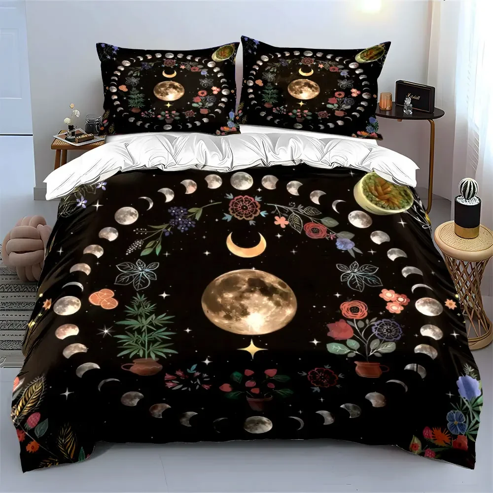 Moon Phases Tapestry Set Decor Soft Comfortable Duvet Cover Bedding Set Included 1*Duvet Cover & 2*Pillowcases, gift