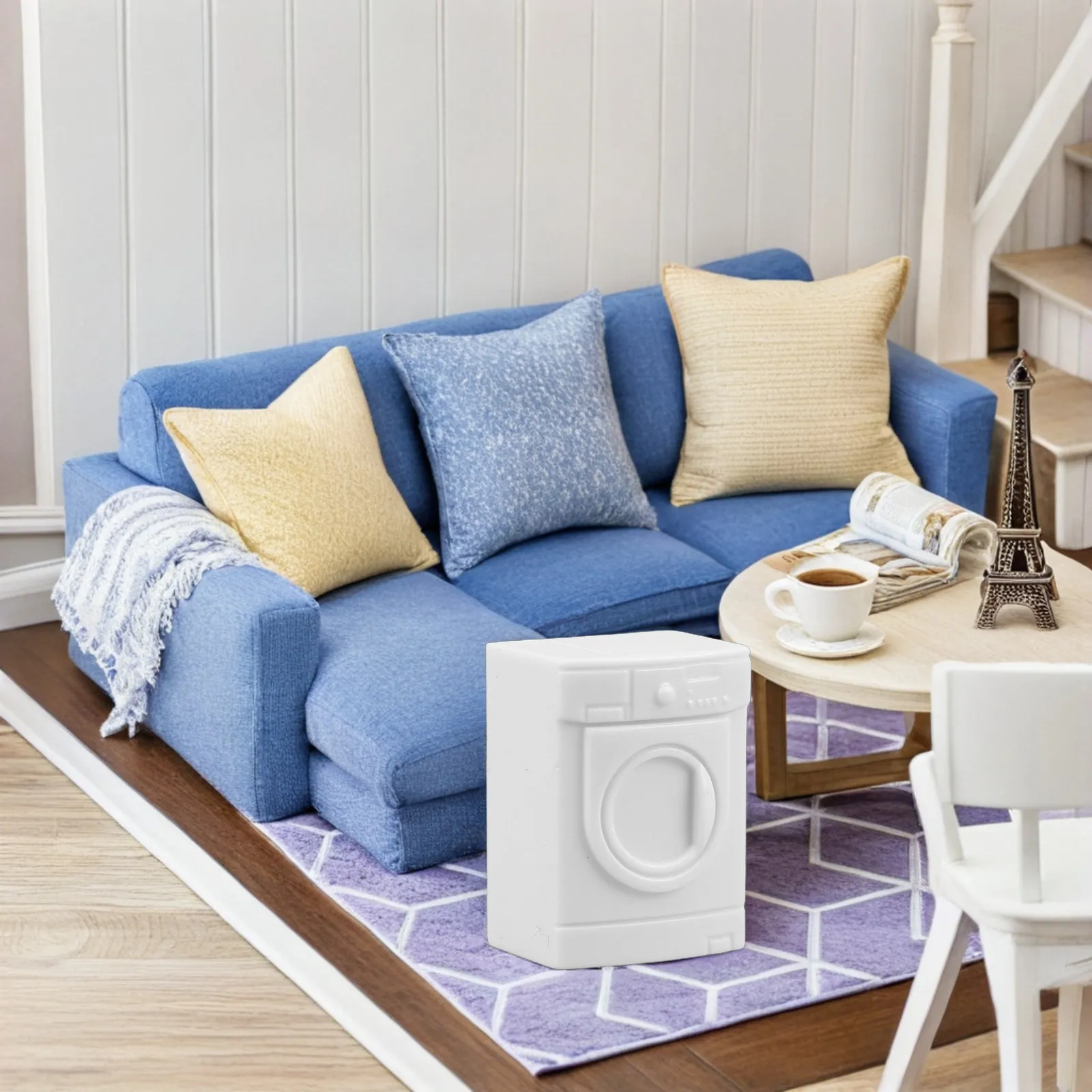6Pcs Dollhouse Miniature Washing Machine Models Realistic DIY Dollhouse Accessories Laundry Room Layout Mini