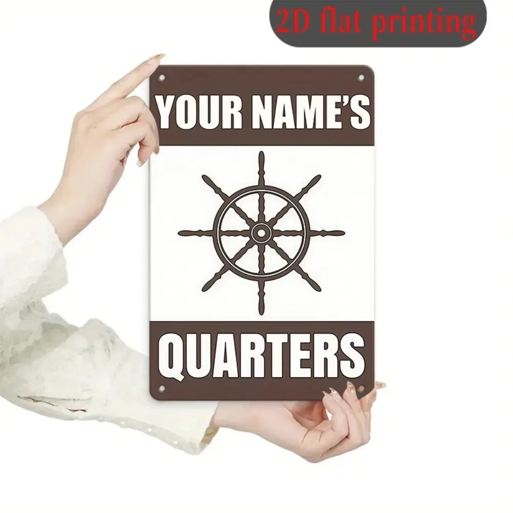 CIFbuy 2D Flat Custom Name Ship Wheel Metal Sign,Nautical Style Room Wall Decor
