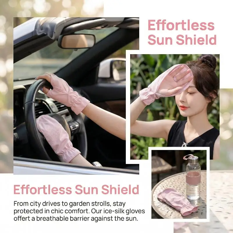 Women Sun Protection Gloves UV Blocking Breathable Summer Short Style Gloves for Driving and Outdoor Cycling Activities