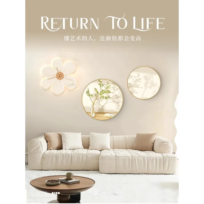 Cream wind living room decoration painting advanced sense of light and shadow green plant wall painting