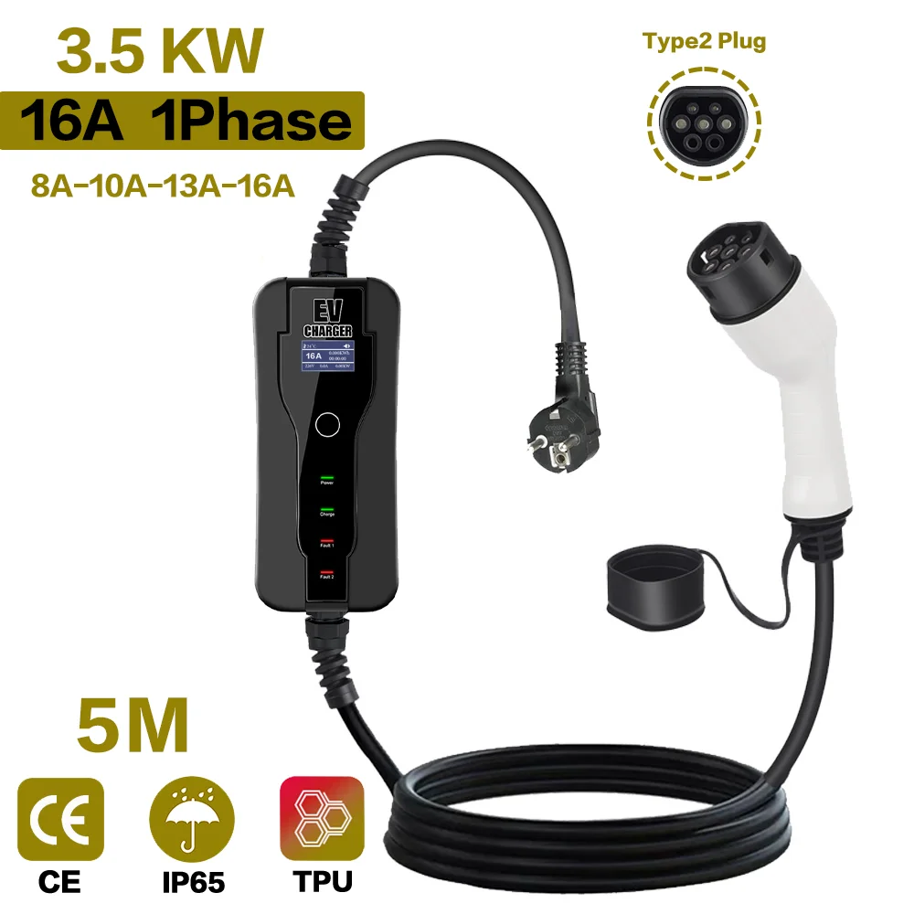 Carro portátil ev carregador veículo elétrico tipo 1 plug 16a 5m j1772 nível 2 evme controlle estações de carregamento para carro elétrico