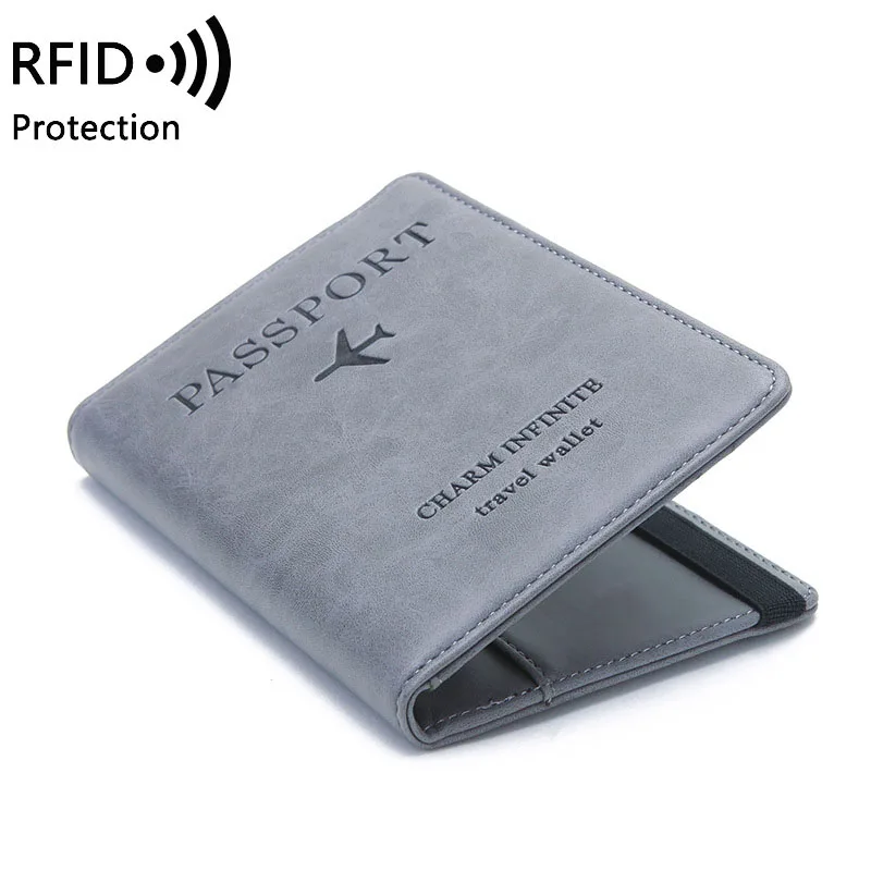 Women Men Travel Passport Holder Cover Case RFID PU Leather Credit ID Card Holder Case Ticket Protective Wallet