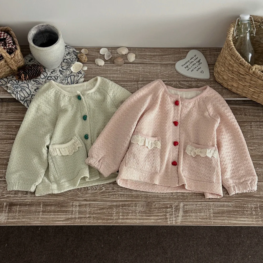 2026 Autumn New Baby Girl Long Sleeve Coat Solid Girls Cute Cardigan Infant Simple Versatile Coat Toddler Clothes