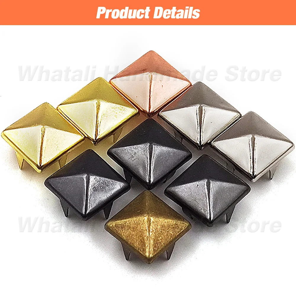 100Pcs 6/7/8/9/10/12mm Metal Spike Rivets Square Studs Punk Rock Leather Craft For Clothes/Shoes/Bags/Bracelets