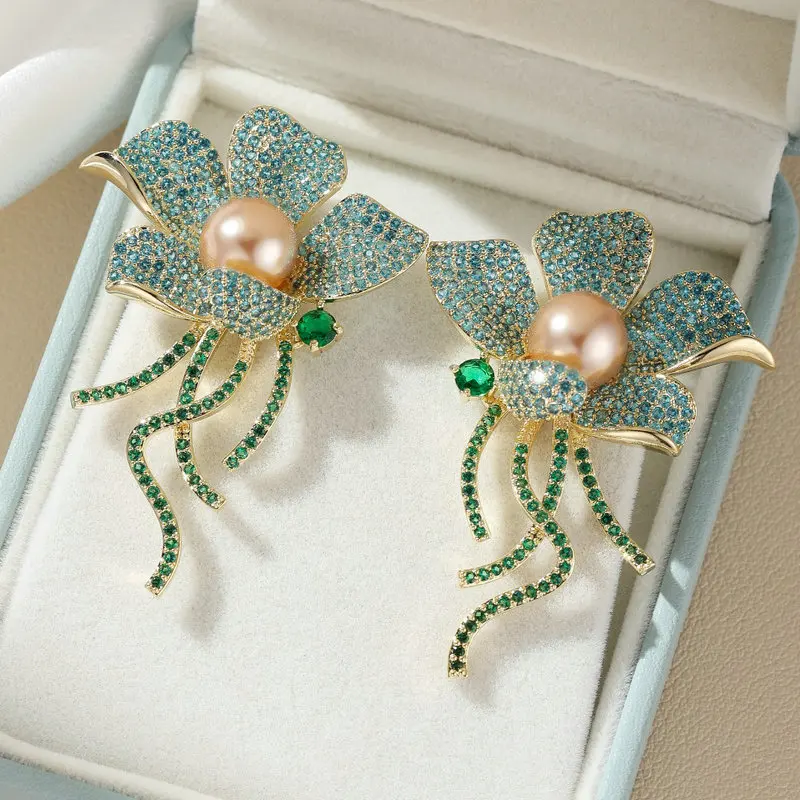 

Bilincolor модные элегантные серьги с синим цветком для женщин