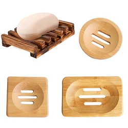 Wooden Natural Soap Box Natural Bamboo Dishes Bath Soap Holder Bamboo Case Tray Wooden Prevent Mildew Drain Box For Bathroom