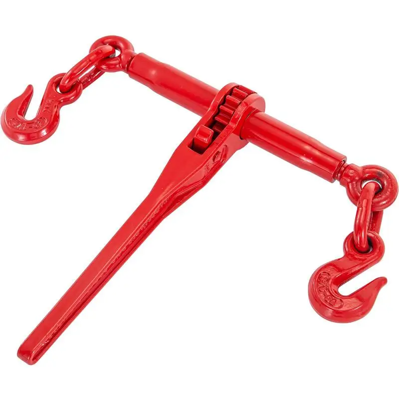 Ratchet Load Binder 5/16-3/8 Inch For Flatbed Trailer Heavy Haulage Equipment Transport 6600lbs Capacity G70 Hooks Adjustable Length Manual Chain Tensioner Steel Construction Heavy Duty Vehicle Securing Tool Industrial Grade Cargo Control Accessory