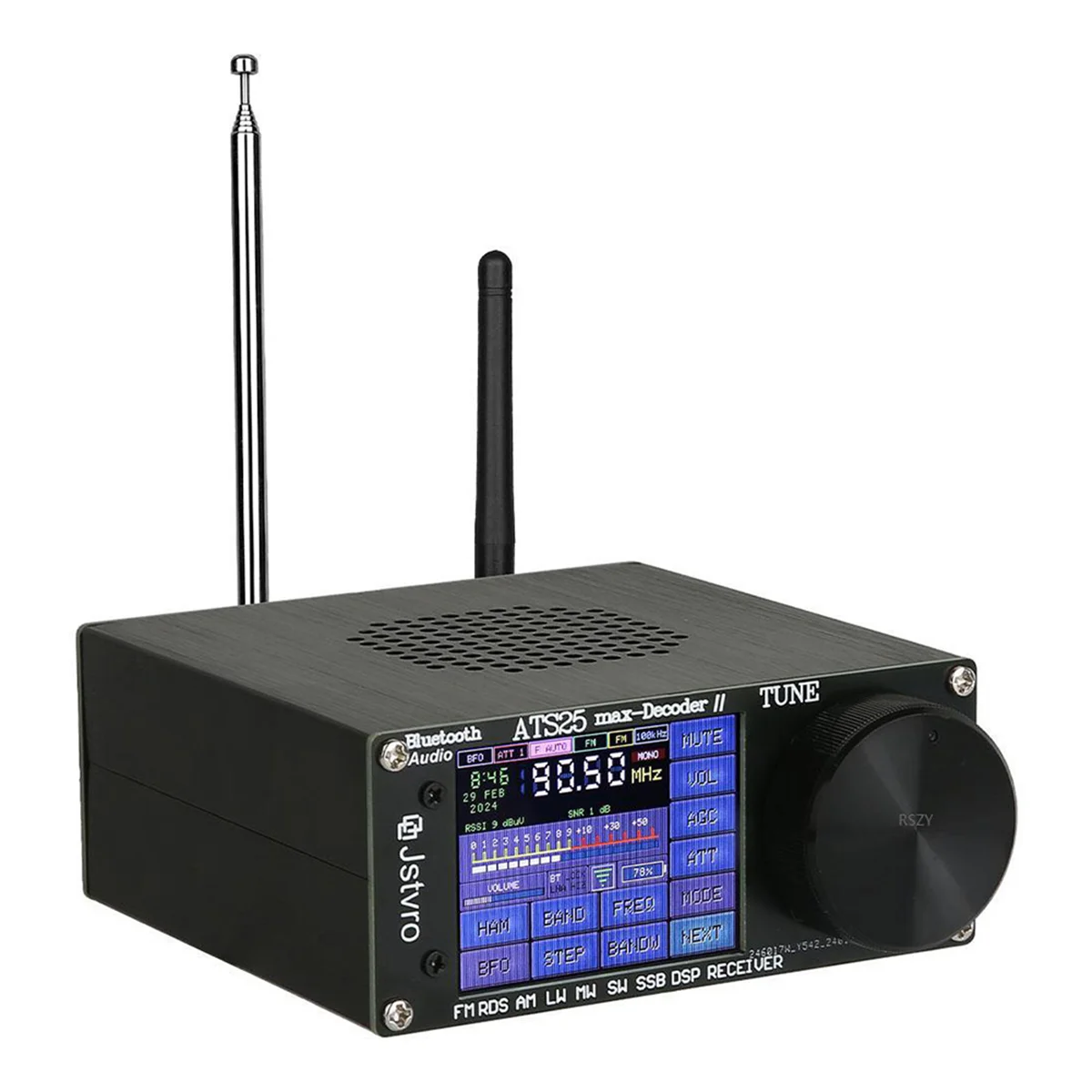 ATS25 Max dekoder iiradio penuh, DSP FM LW MW SW SSB penerima 2.4 inci layar sentuh 64-108MHz penerima Radio Bluetooth