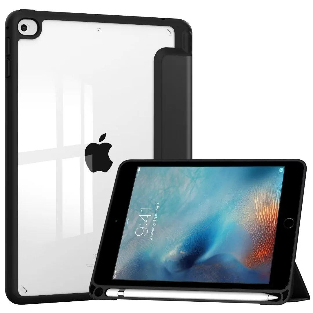 Acrylic Case For iPad mini 7 8.3inch Tri-fold Book Leather Tablet Cover For mini4 mini 5 mini 6th
