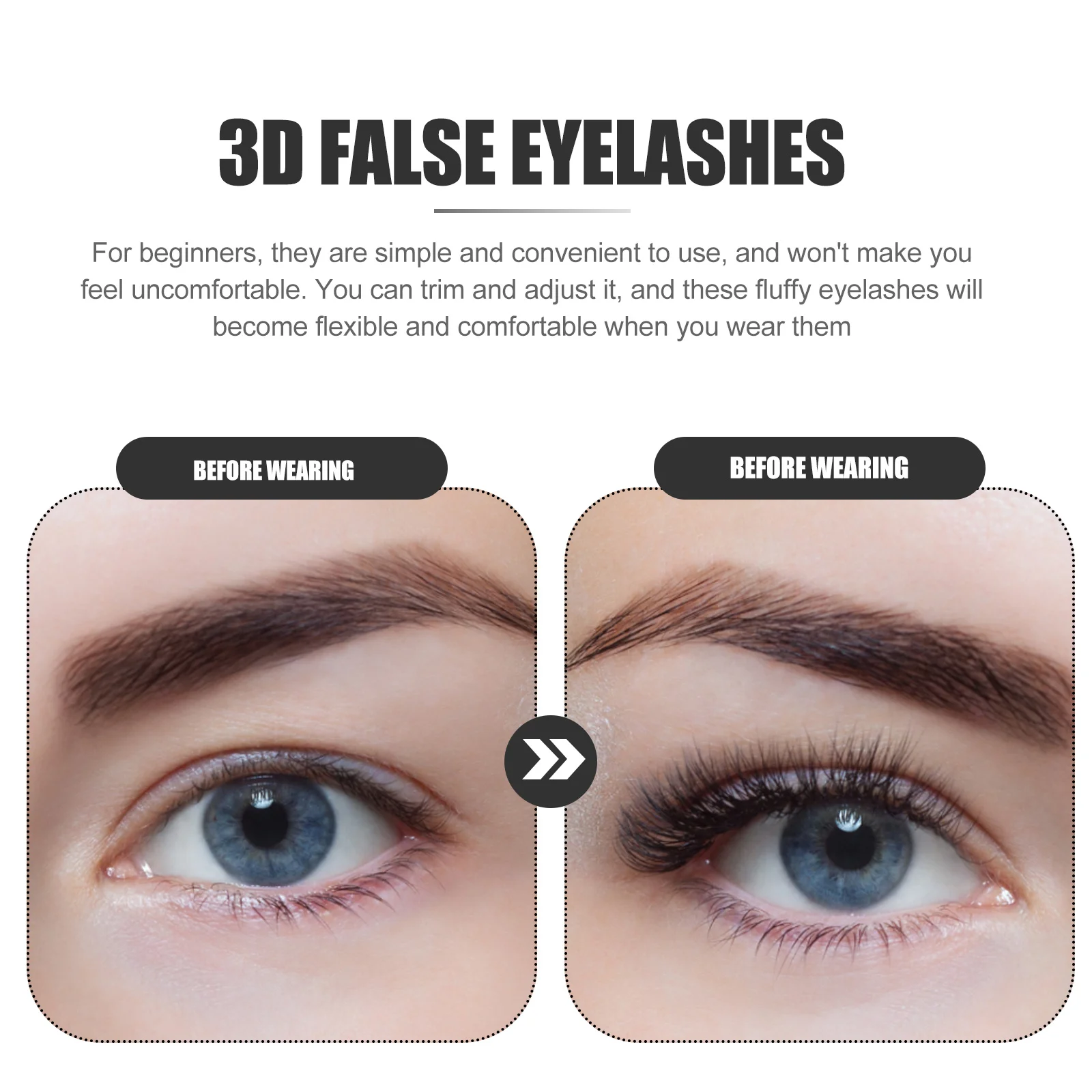 

1 Box 3D False Eyelash Extensions Fine Material Easy to Apply for Bigger Daily Party Use Women Makeup Fake Lashes