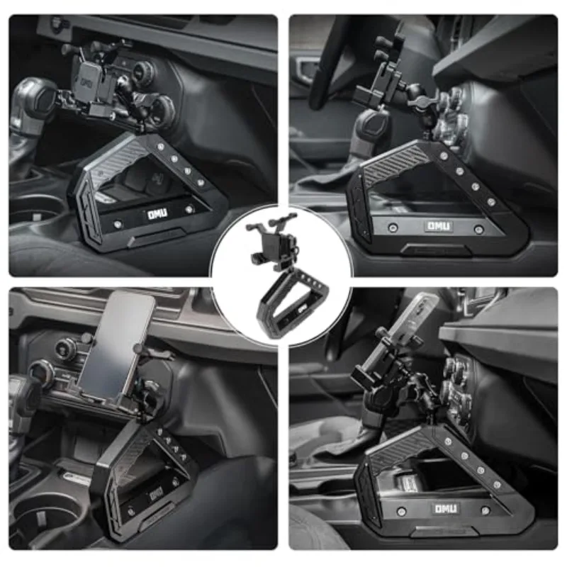 

Ручка центральной консоли для Ford Bronco 2021-2025 с держателем для телефона, алюминиевая, в стиле карбон, черная