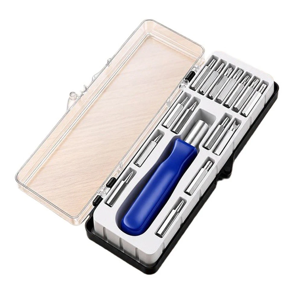 16 in 1 Repair Tool Kit with Full Bit Set for Phones Watches Computers and Gadgets Includes Transparent Organizer Box