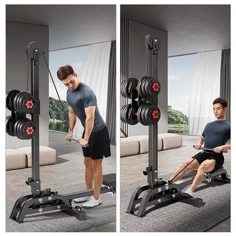 Foldable rowing machine 2-in-1 multi-functional tension training machine and tension cable machine, suitable for full body