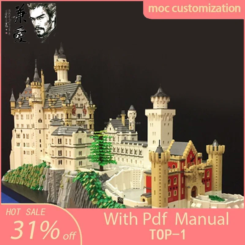 Moc 57493pcs Famous Architecture City Neuschwanstein Castle Model Modular Building Blocks Adults  Birthday Christmas Gifts Toy