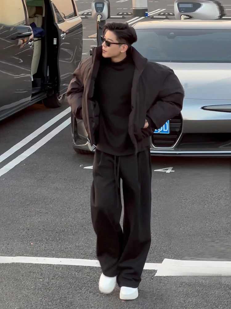 

Black American Wide Leg Sweatpants Men's Autumn Pants Loose Hanging Straight Leg Casual Pants