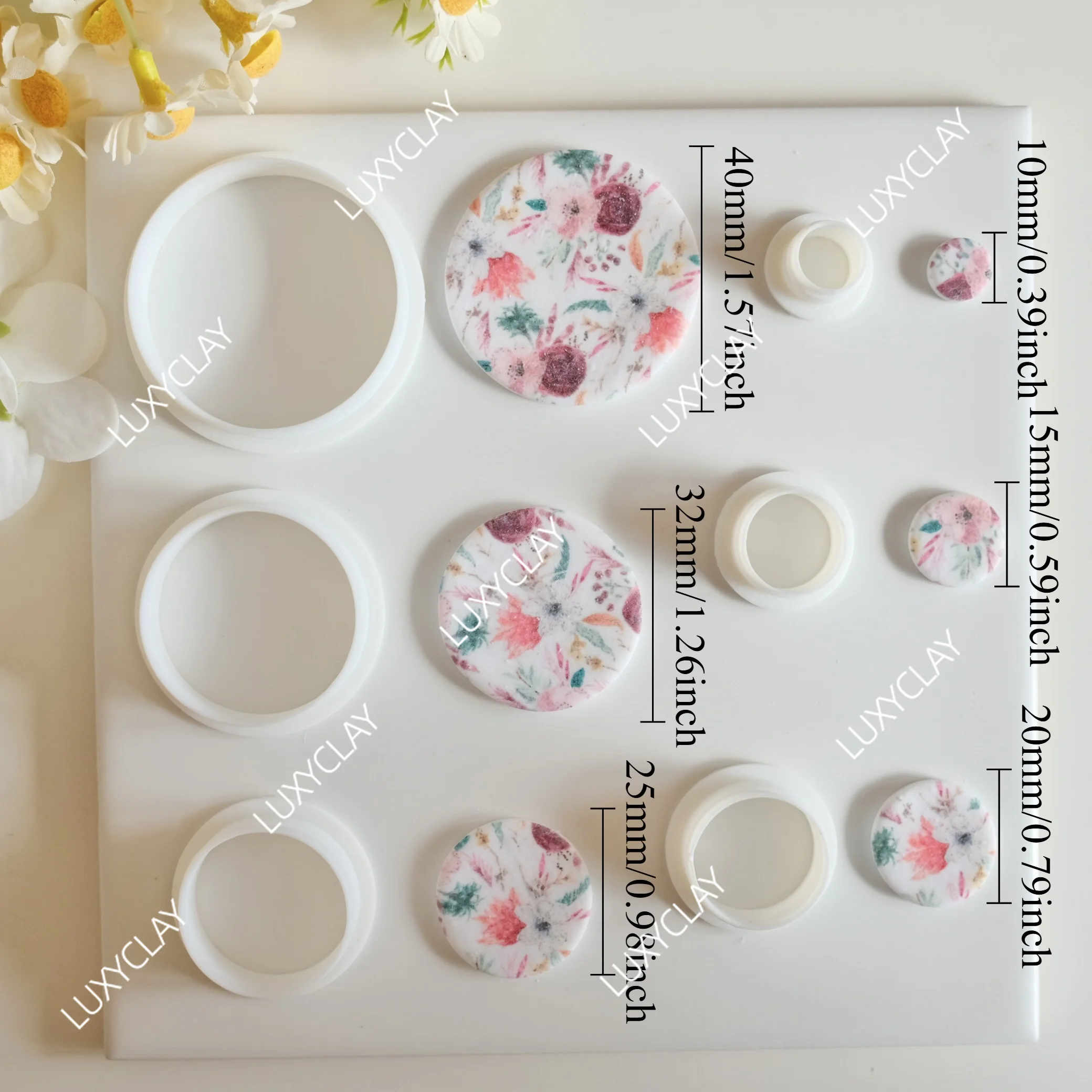 6pcs/set Circle Shape Polymer Clay Cutters, Puffy Circle Clay Molds for DIY Jewelry Earring Making, Rounded Square Clay Cutters
