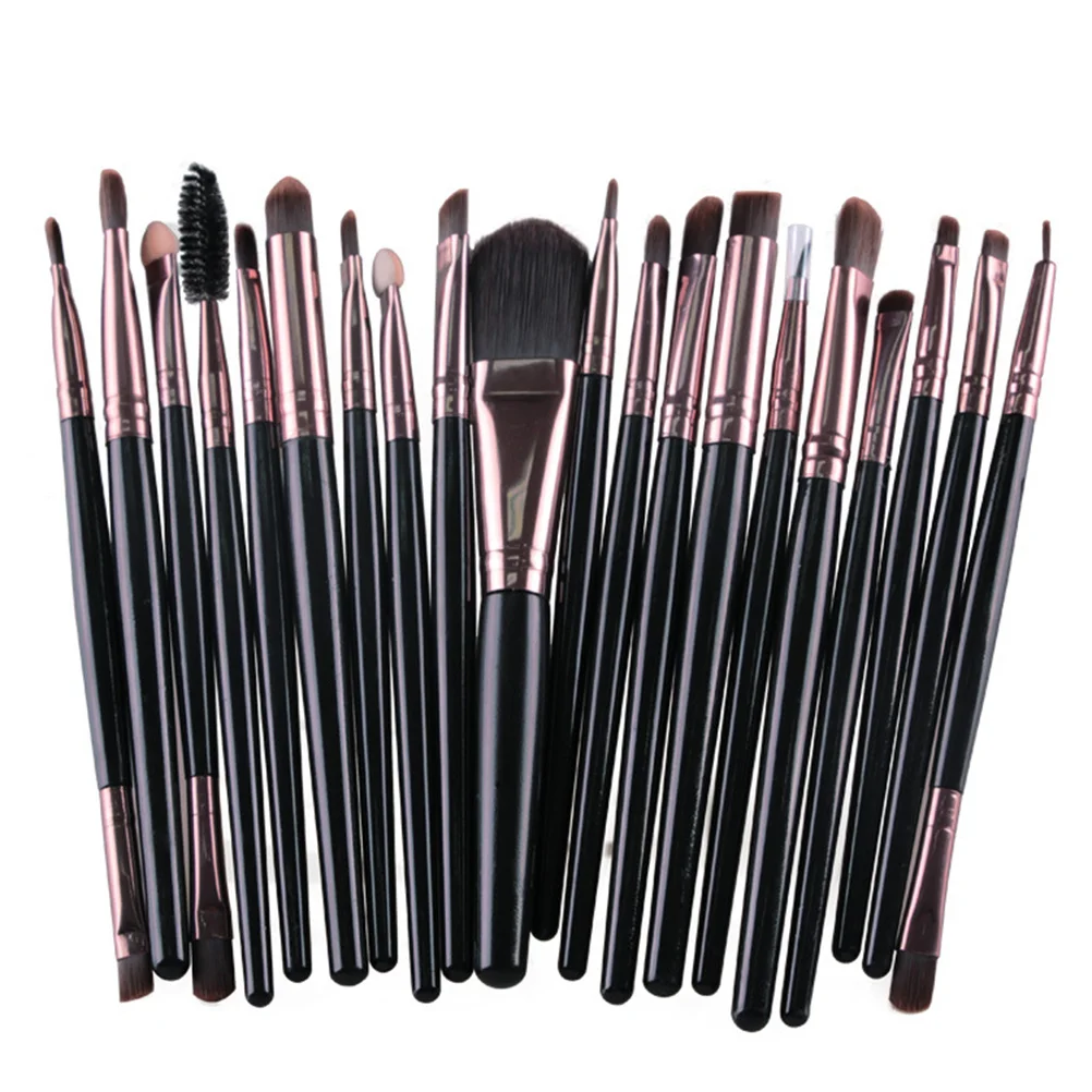 Juego de brochas de maquillaje de 20 piezas, herramientas suaves sin desprendimiento para sombra de ojos, delineador de ojos, base en polvo, regalo de belleza portátil duradero