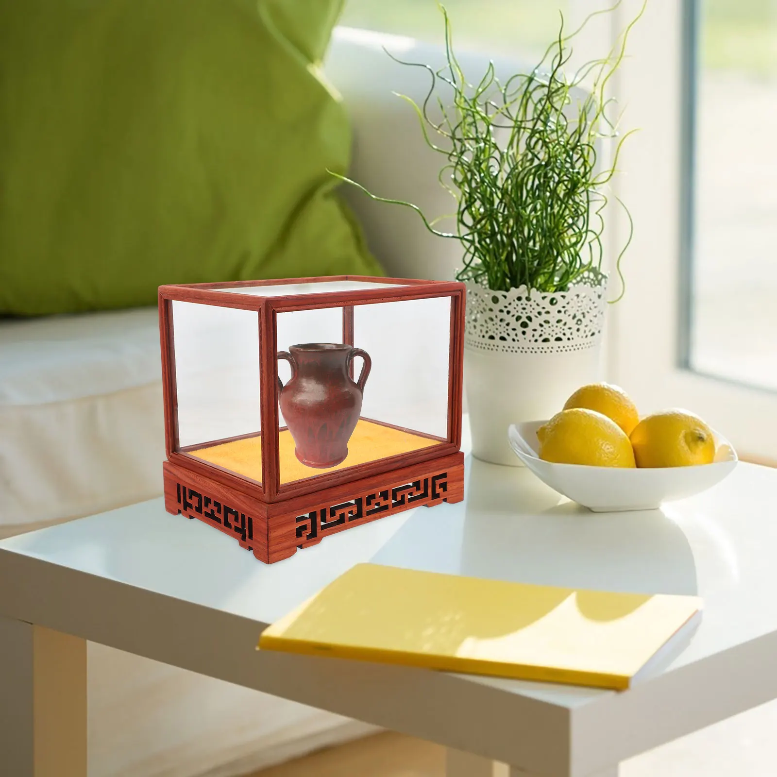 

Transparent Glass Display Box For Collectibles Buddha Statue Storage Case Dust-Proof Desktop Craft Holder Clear Organizer