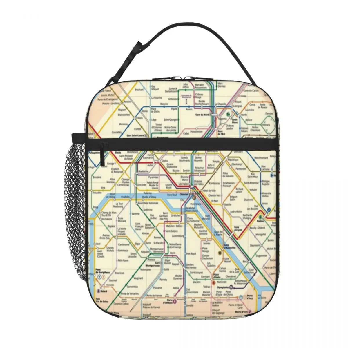 Hot Sale Paris METRO Map Tropical Nylon Lunch Bag Garden Party Compact Lunch Bag