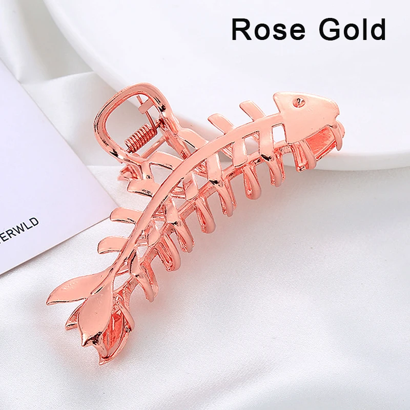 Large Metal Hair Claw Clip Fish Bone Irregular Hairpins Punk Style Silver Hair Claws Barrettes Women HairClips Hair Accessories