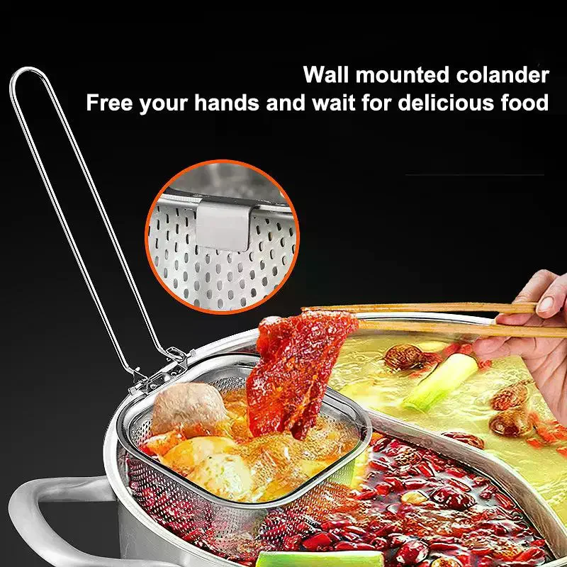 Spaghetti Strainer  Pasta Blanching Fry Basket Handle Durable Easy Use for Home Restaurant Kitchen Cooking