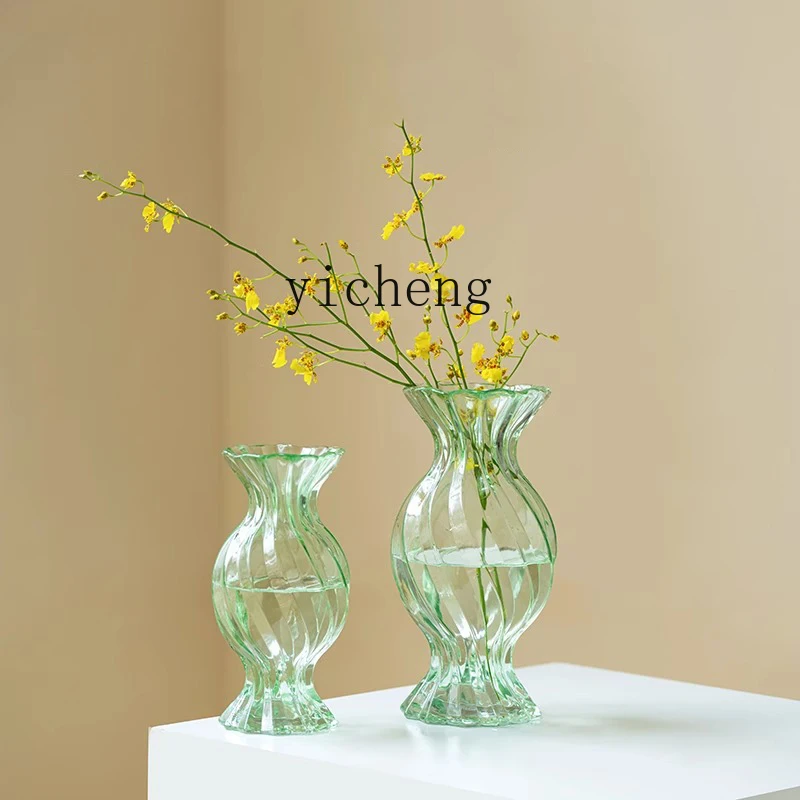 

BJ glass vase big belly living room home study lily flower bottle