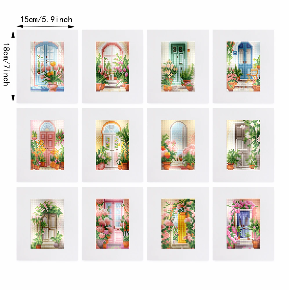 Flower Potted Mini Diamond Painting Set Of 12 pcs, Creative Desktop Decoration, 5.9x7 inch No Frame