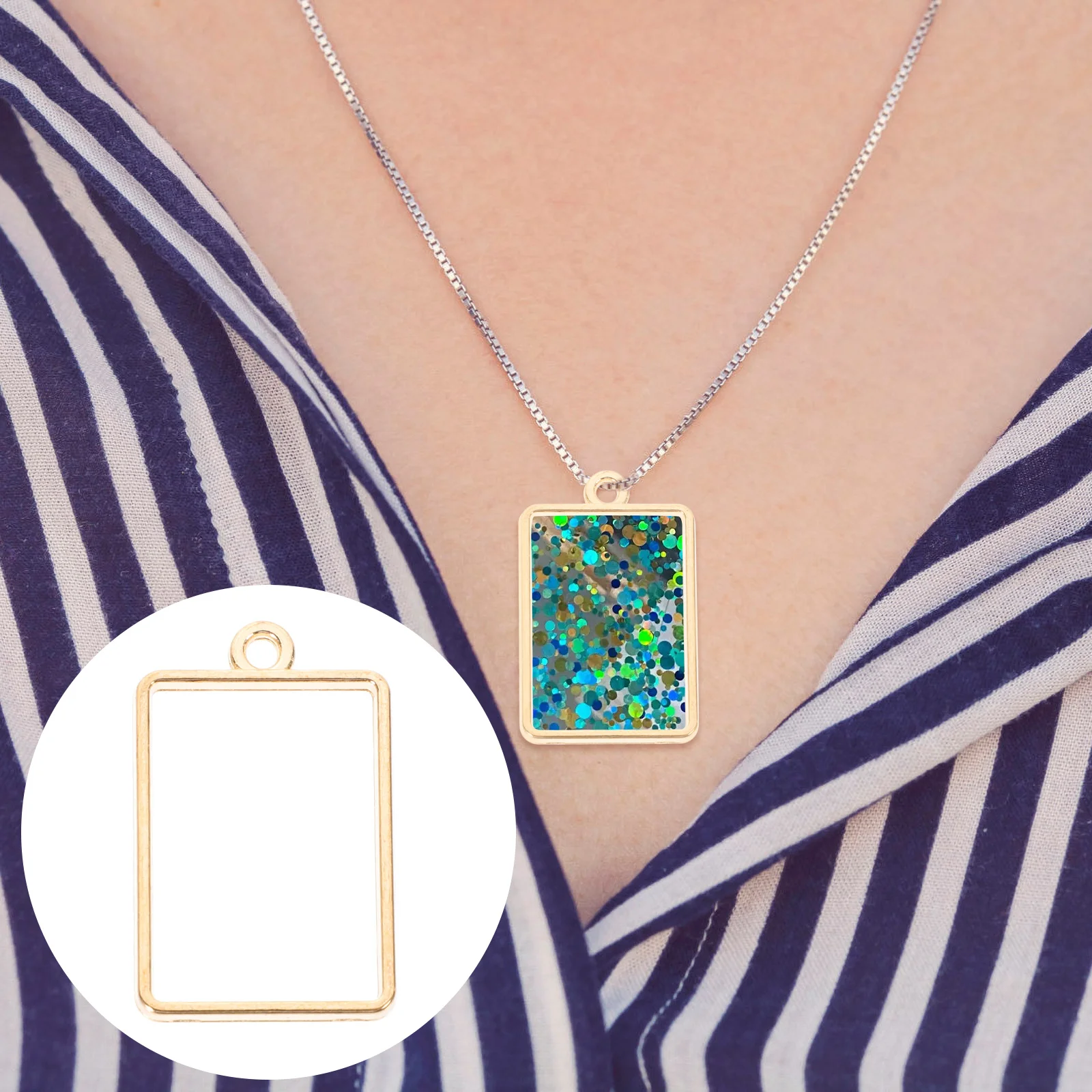 

50Pcs Resin Bezel Open Frame Pendants Alloy Jewelry Making Supplies DIY Necklace Bracelet Charms Bezels for Resin Jewelry Making