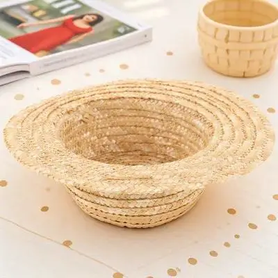 Mini Sombrero de Paja Tejido de 7 cm de Diámetro Interior para Manualidades, Decoración, Accesorios de Fotografía, Adorno de Micropaisaje, Decoración de Mini Casas, Adorable