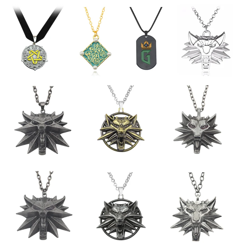 Elegante Collar con Colgante de Medallón de la Serie Cabeza de Lobo, para Cosplay de Monstruo de Caza Salvaje y Juegos de Animales Salvajes, Collar con Cadena de Lobo