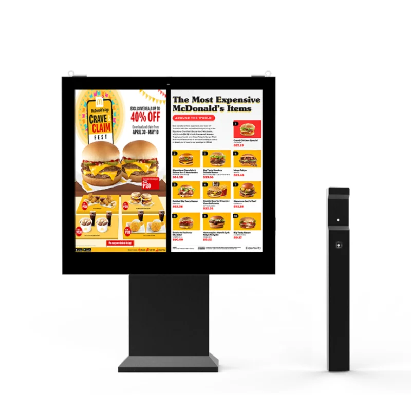 New Design 55inch Outdoor Drive Thru LCD Touch Screen Digital Menu Player Menu Board  with Speaker for Restaurant