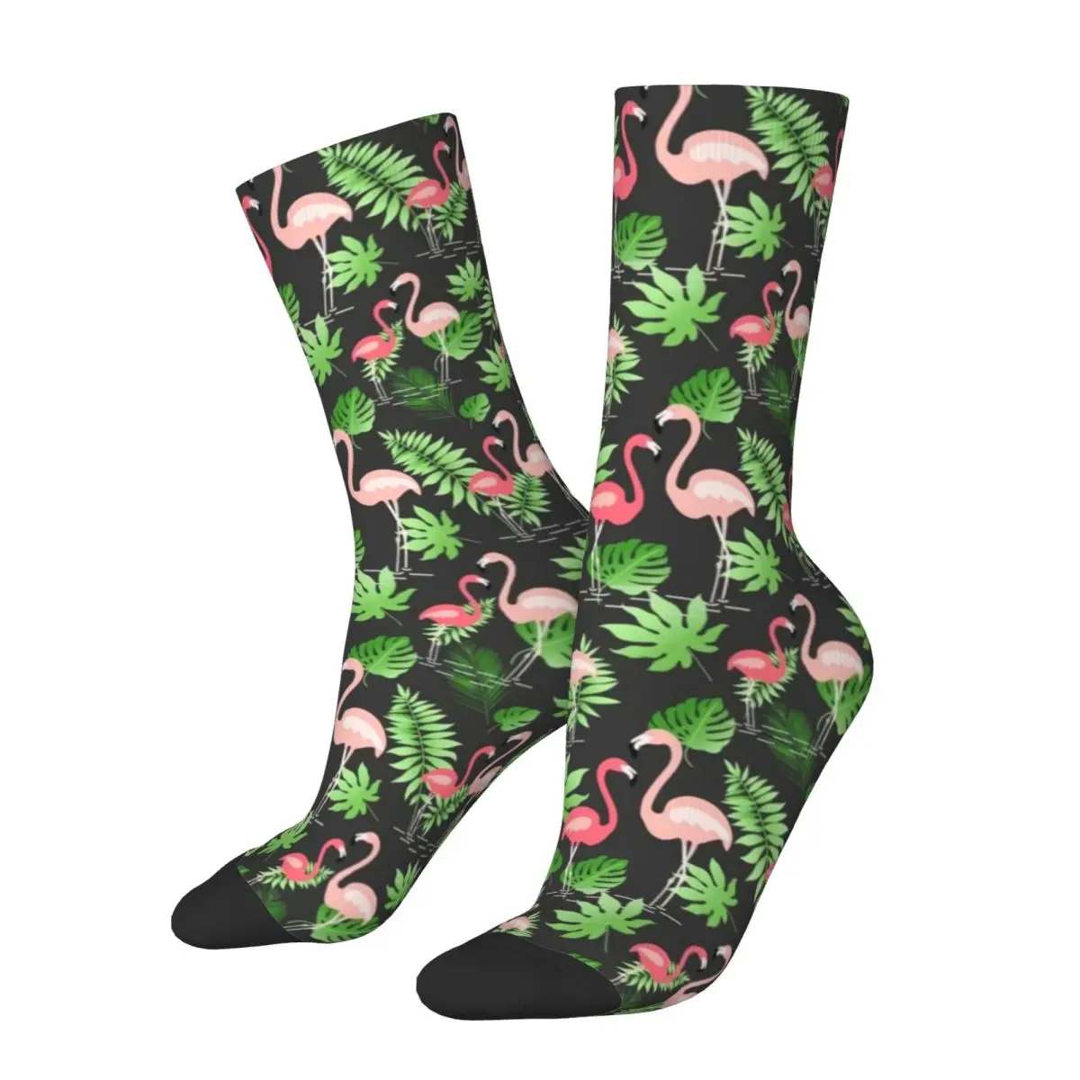 Pink Flamingo Art Stockings Couple Palm Leaf Print Socks Medium Soft Harajuku Socks Winter Outdoor Sports Anti Design Socks