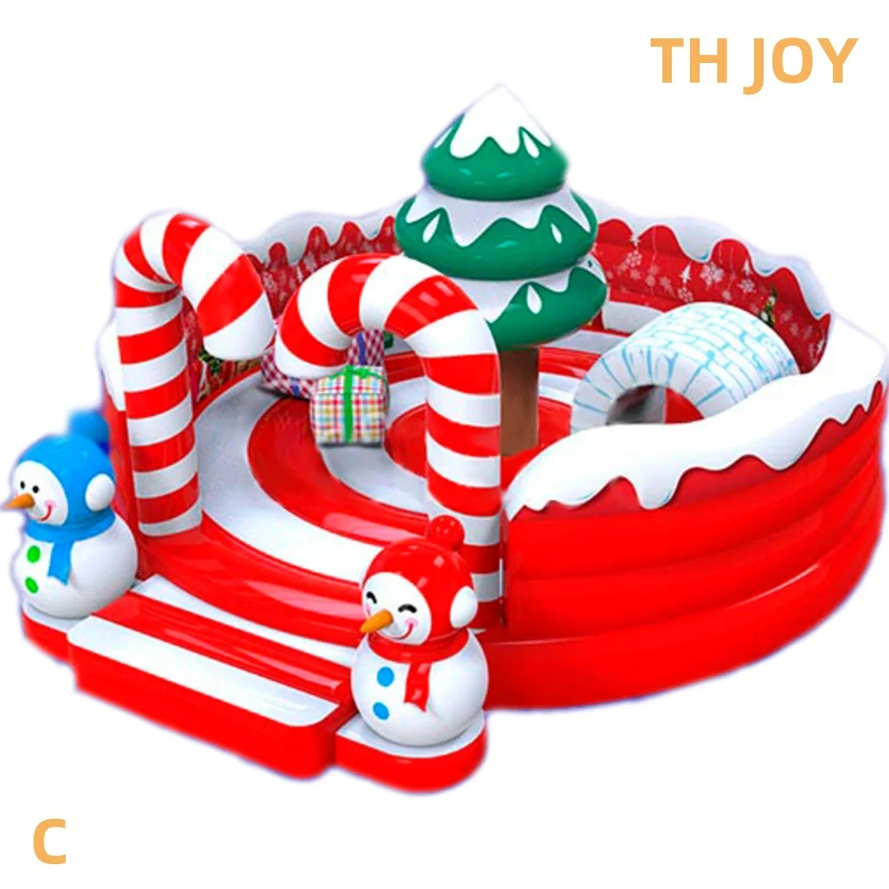 Barco a puerta, casa inflable navideña comercial, casa saltar inflable de pan de jengibre con tobogán para fiesta