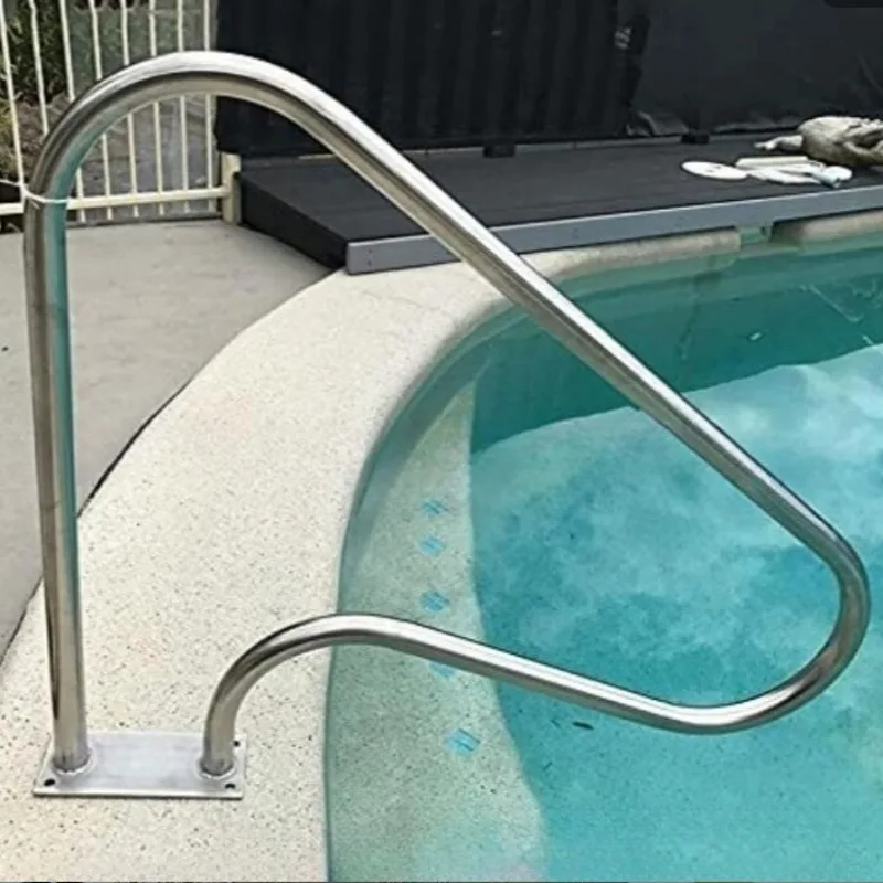 Swimming Pool Entry Ladder: Thickened Stainless Steel, No Pre-drilling Required, Commercial-Grade Handrail for Sturdy Support