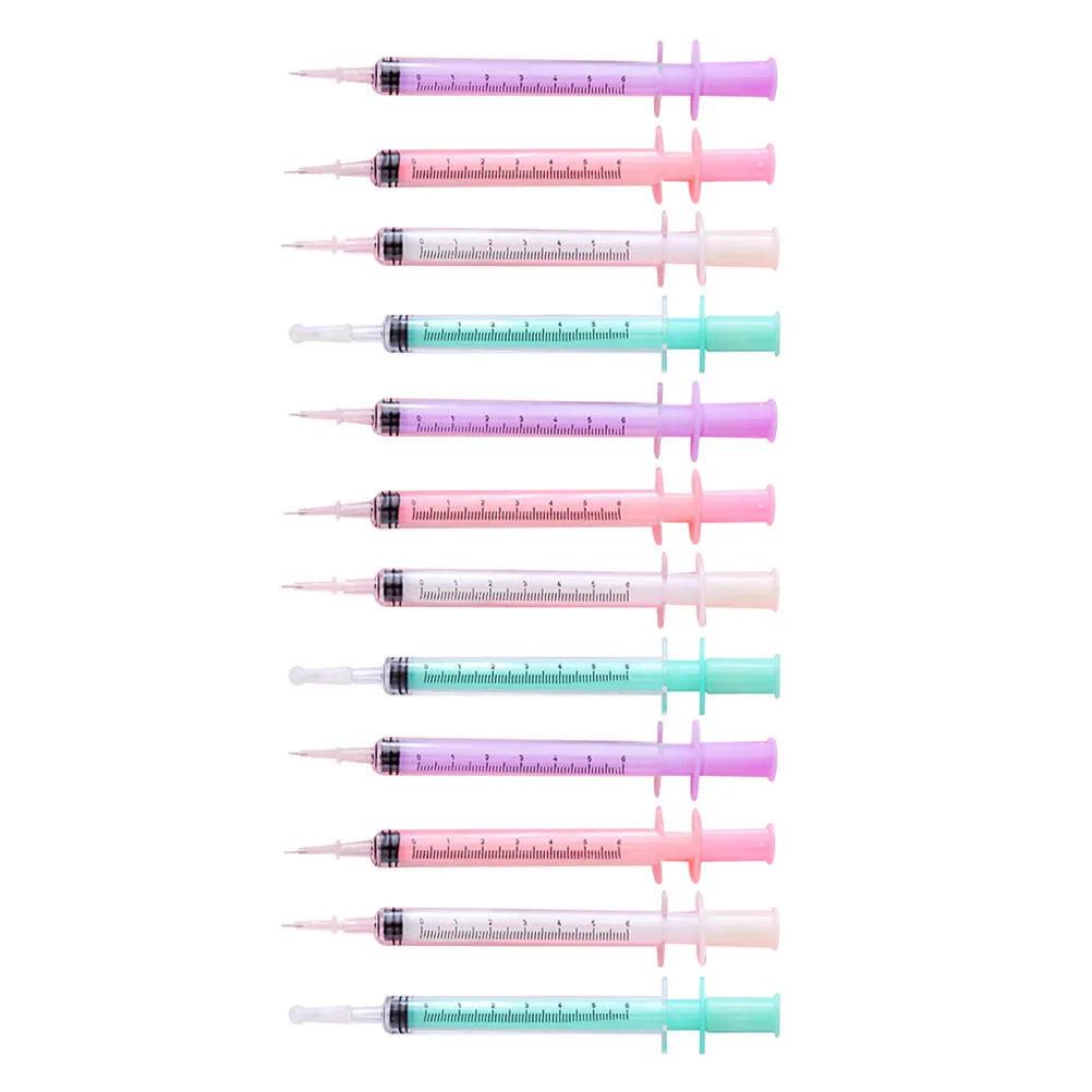 

12Pcs School Supplies Black Gel Pens Syringe Design Ballpoint Pens for Adults Writing Coloring Crafting Party Gifts