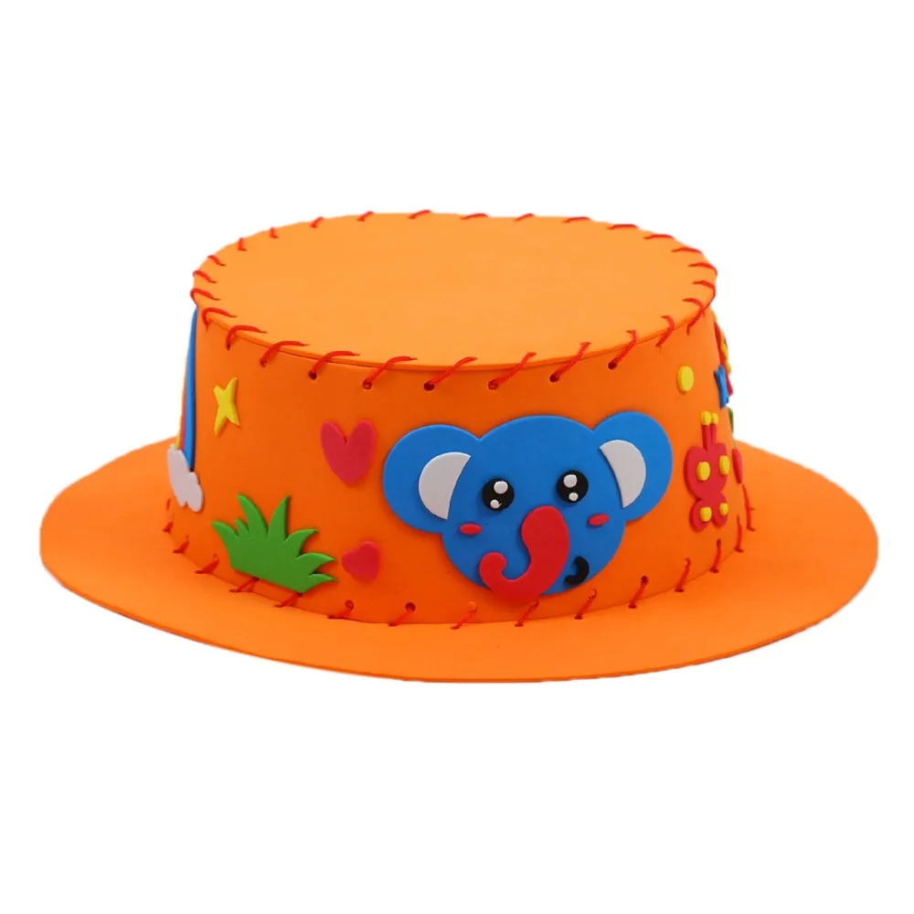 Creativo fai da te cucito cappello EVA puzzle prima educazione cartone animato animale cappello berretto per bambini giocattolo progetto fai da te
