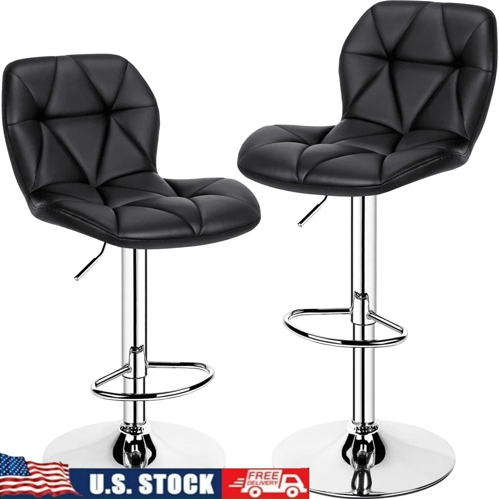 

Adjustable Counter-Height Bar Stool Set of 2 Swivel Faux Leather Ergonomic Design Comfortable Foam Padded Seat Easy Assembly