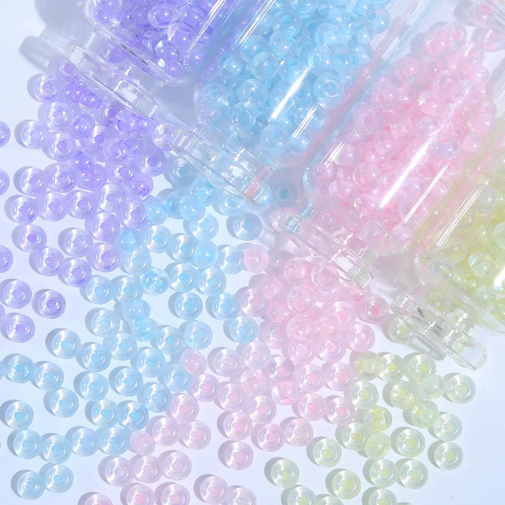 40pcs/lot 4*6mm Colored Glass Beads Straight Hole Separator Beads Core-Infused DIY for Jewelry Making Crafting