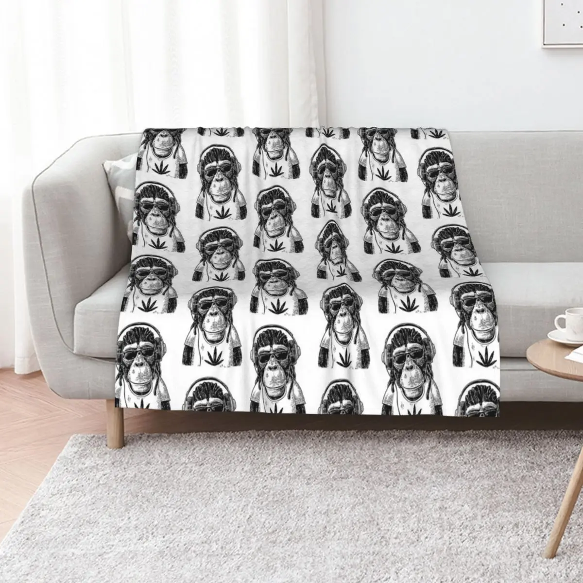 Weed monkey Throw Blanket Luxury Plaid on the sofa Loose heavy to sleep Fashion Sofas blankets and throws Blankets