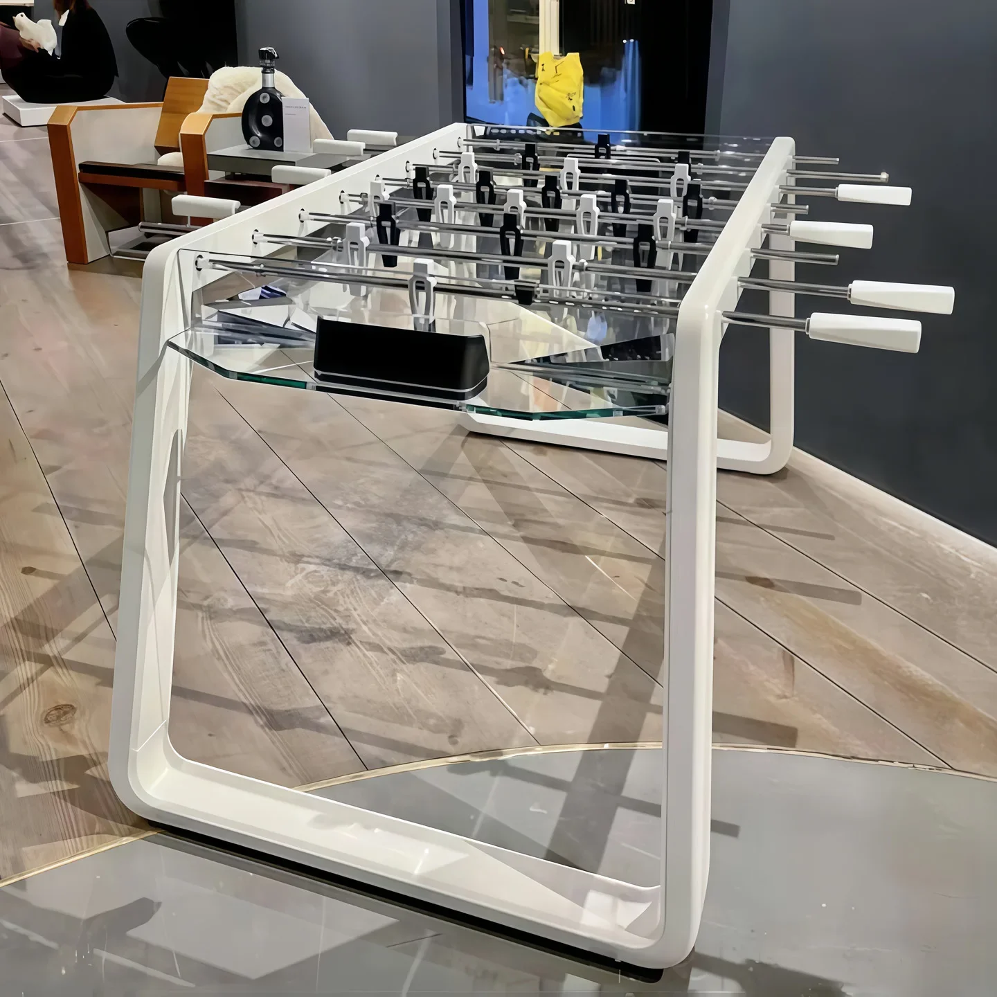 Transparent tempered crystal glass solid wood table football machine acrylic standard adult table football table