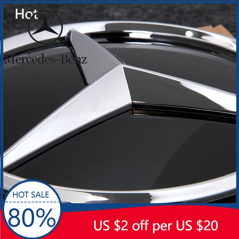 

Hot Car Sticker Chrome Silver And Glossy Black Front Grilled Star Emblem Illuminated Logo For Mercedes Benz GLC X253 GLE W167 GL