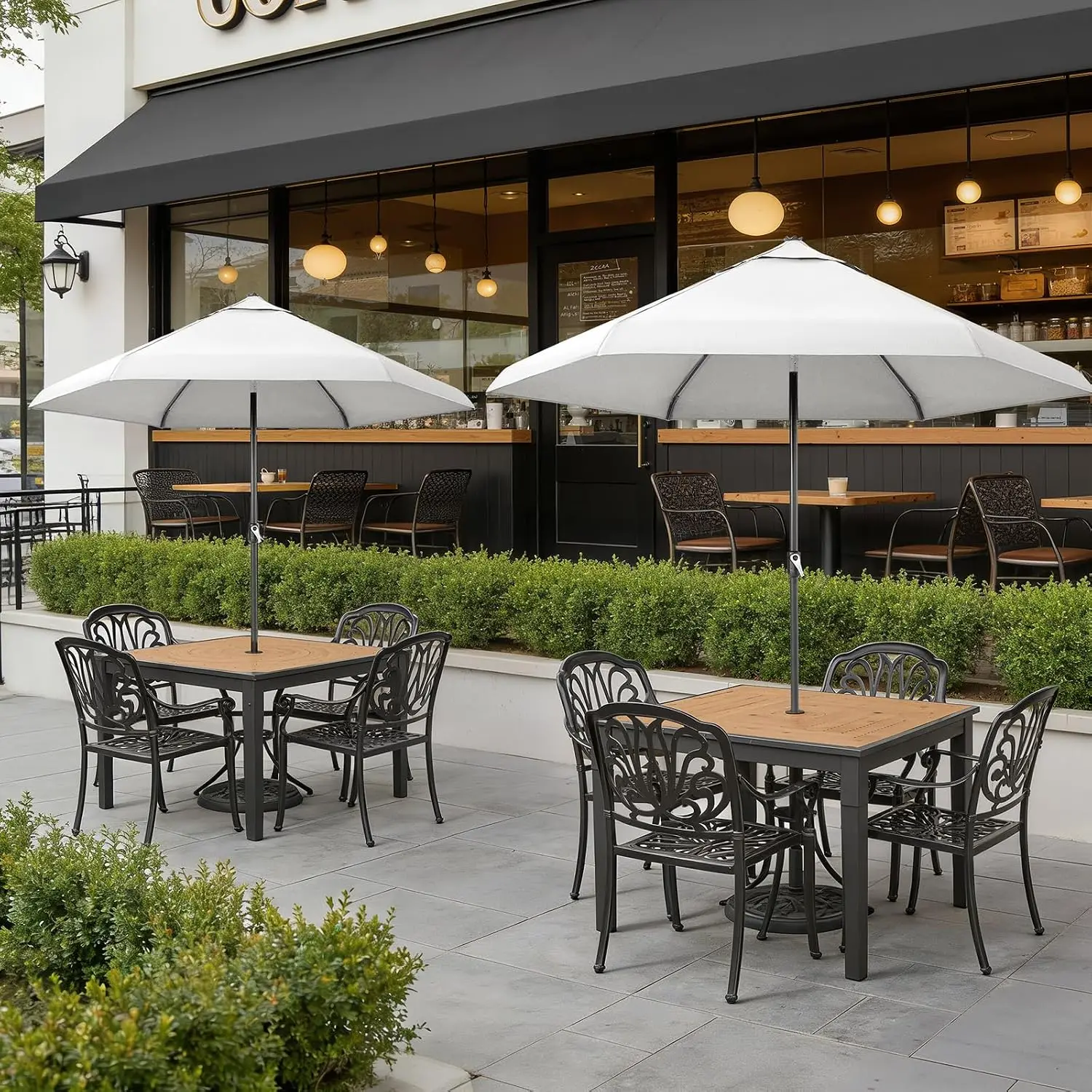 9 Ft Patio Umbrella Olefin with Patented Slot-Lock