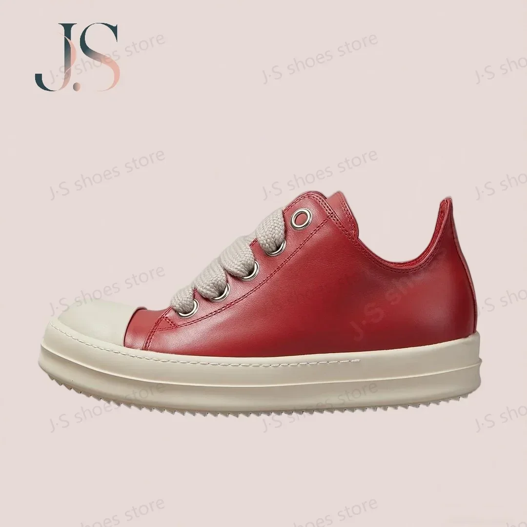 

Ro Designer Red Leather Low Top Shoe Luxury High Quality Men Shoes Women Casual Sneaker Jumbo Laces Cowhide Sneakers