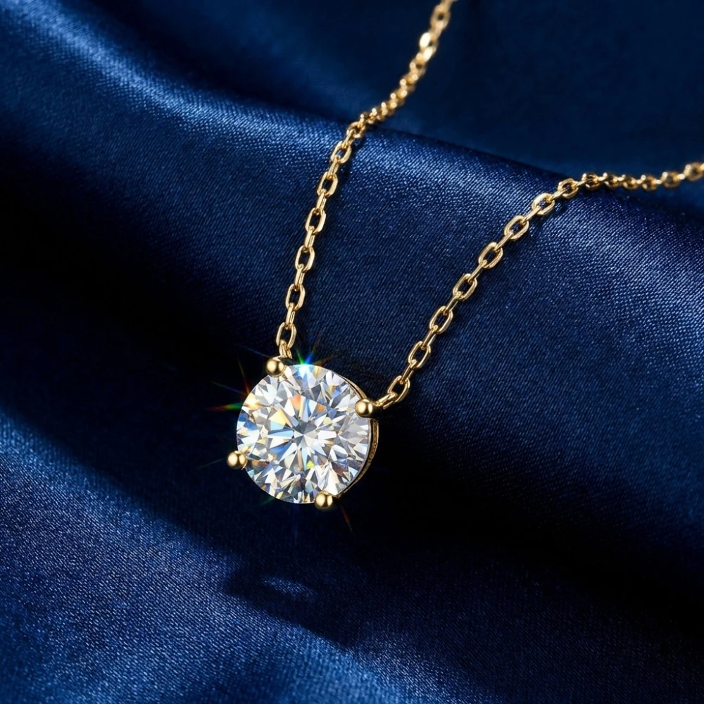 

1 Pc 1Carat Classic Stainless Steel Moissanite Pendant Necklace. Stainless steel Necklace, Suitable for Parties and Gifts