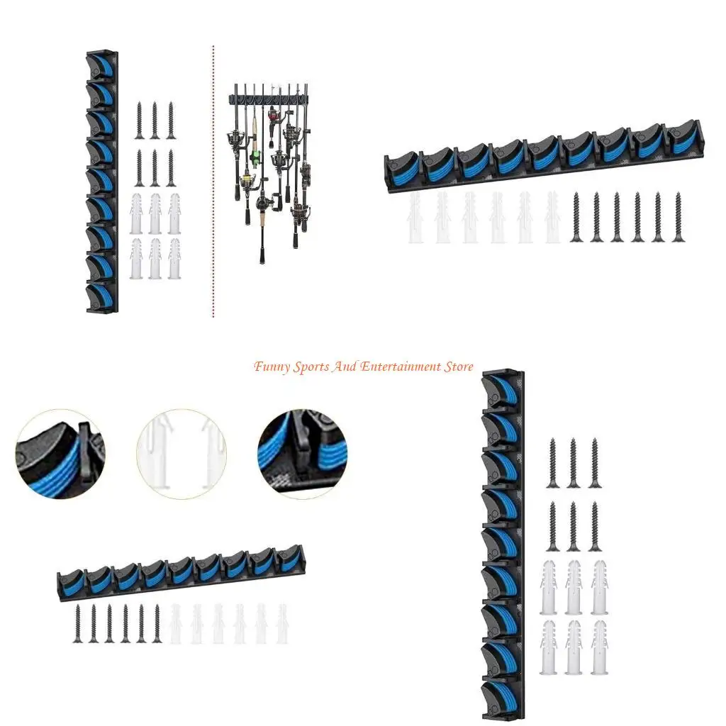 

C4DE Vertical 9 Rod Fishing Rod Holder Fishing Poles Rack for Garage, Wall Mount